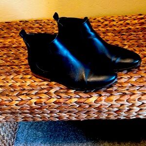 black leather ankle boots